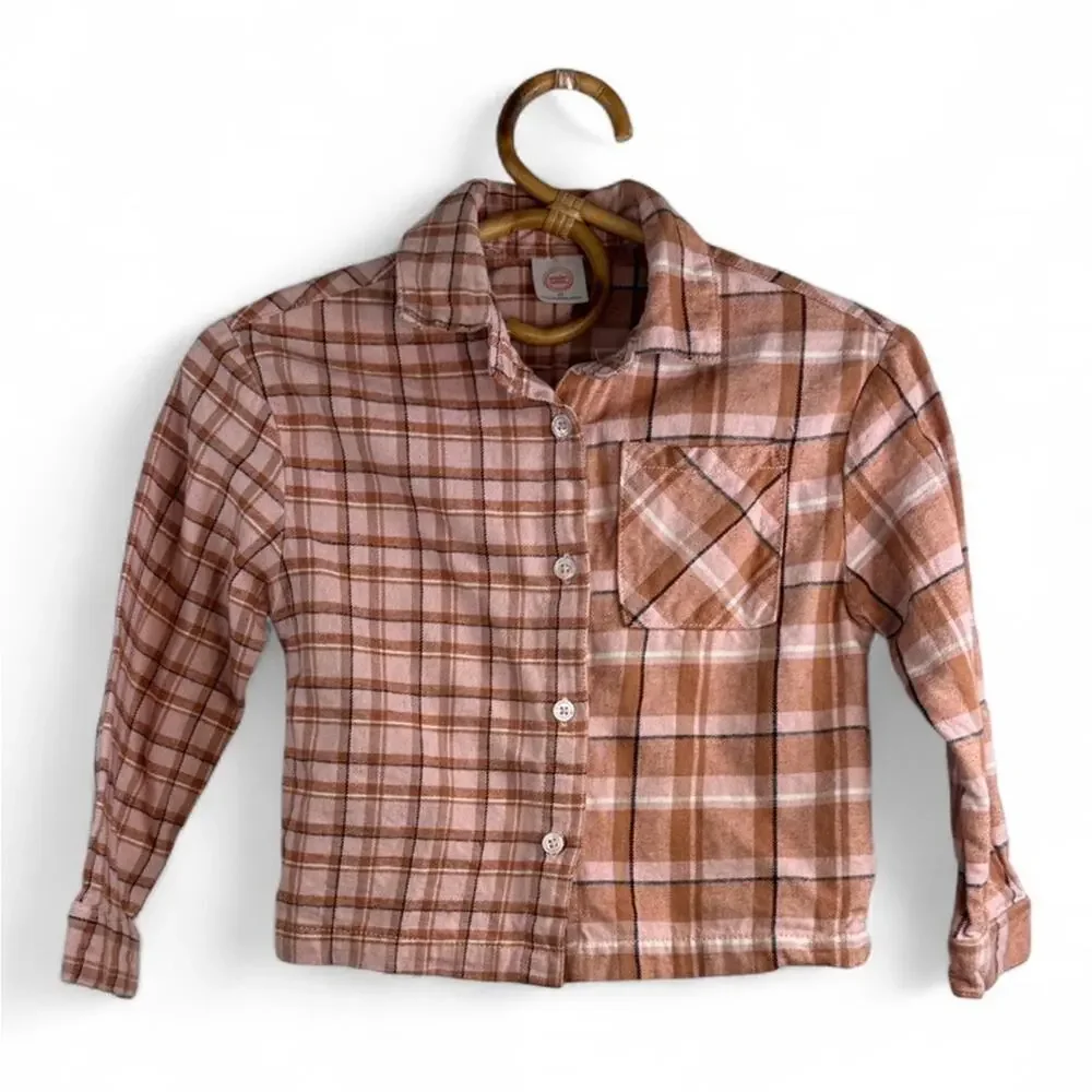 Wonder Nation Girls Plaid Flannel Kids Shirt size 5T
